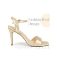thumbnail image 5 of BLISSFUL STEP Women's Square Toe Buckle Ankle Strap High Stiletto Heel Sandals Champagne 9, 5 of 7