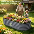 thumbnail image 5 of OBENSKY Galvanized Raised Garden Bed Outdoor 6x3x1.5 ft Oval Metal Planter Box with 3 Support Bars for Vegetables, Flowers - Gray, 5 of 10