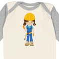 thumbnail image 4 of Inktastic Cute Girl, Construction Worker, Brown Hair Girls Long Sleeve Baby Bodysuit, 4 of 5