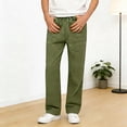 thumbnail image 2 of Mwjwdo Big Kids Boys Linen Blend Straight Pants, Solid Color with Large Pockets, Breathable Sports Casual Long Trousers Army Green 6 Years, 2 of 6