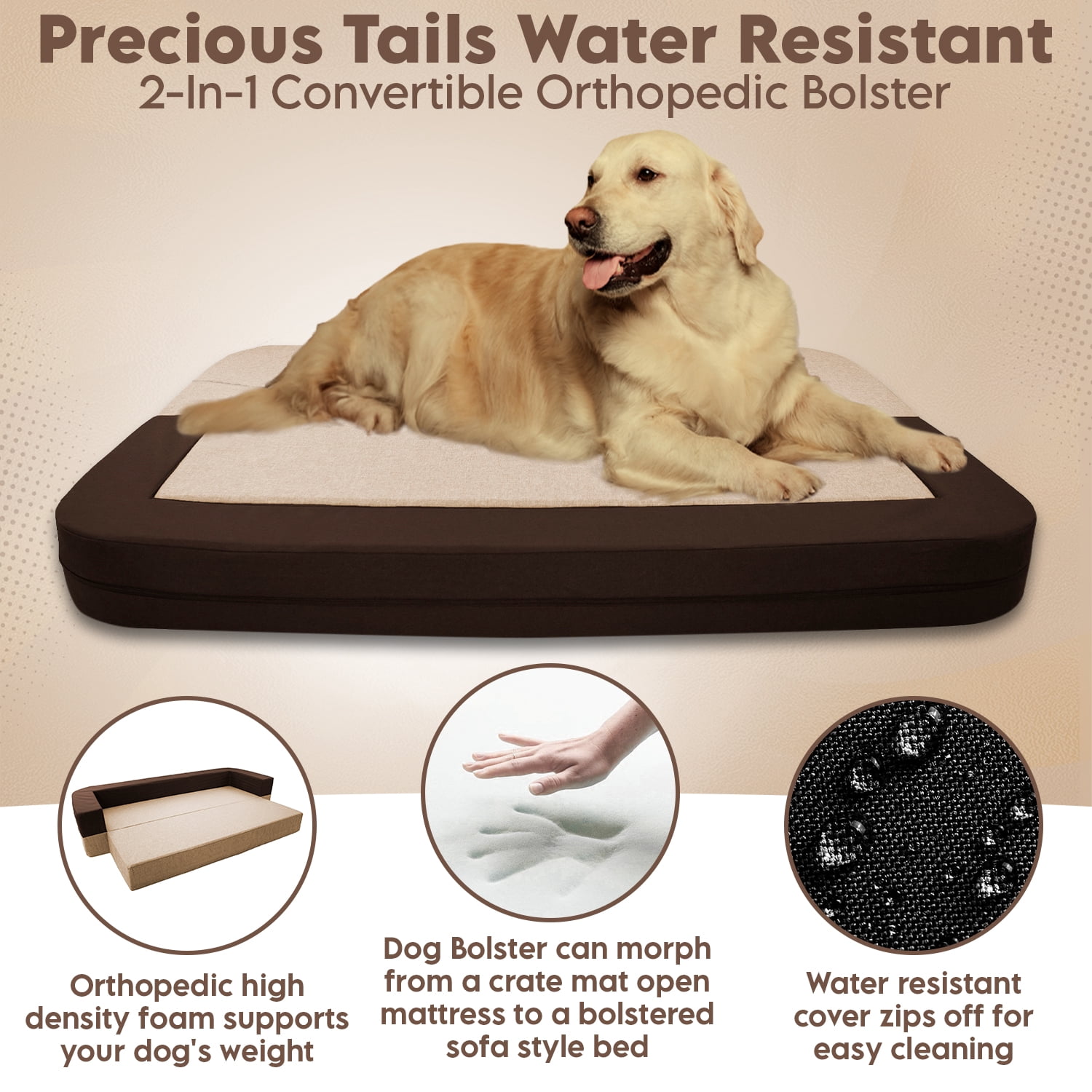 Precious Tails Orthopedic Foam Velvet Convertible Sofa Pet Mat