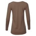 thumbnail image 3 of A2Y Women's Basic Solid Soft Cotton Long Sleeve V-neck Top T-shirt Mocha 2XL, 3 of 3