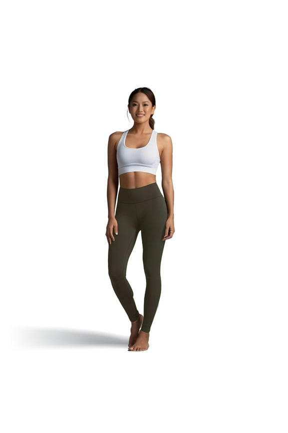 Olive Green High-Waisted Leggings for Women - Soft Stretch Slim Fit Tummy Control Pants - Comfortable Non-See-Through Daily Wear