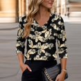 thumbnail image 5 of Iaqnaocc Women's Tops 3/4 Length Sleeve Silk Satin Casual Cowl Neck Tunic Blouses Fashion Maple Leaf Print T-Shirts Business Work Spring Summer Outfits Dark Gray XXL, 5 of 6