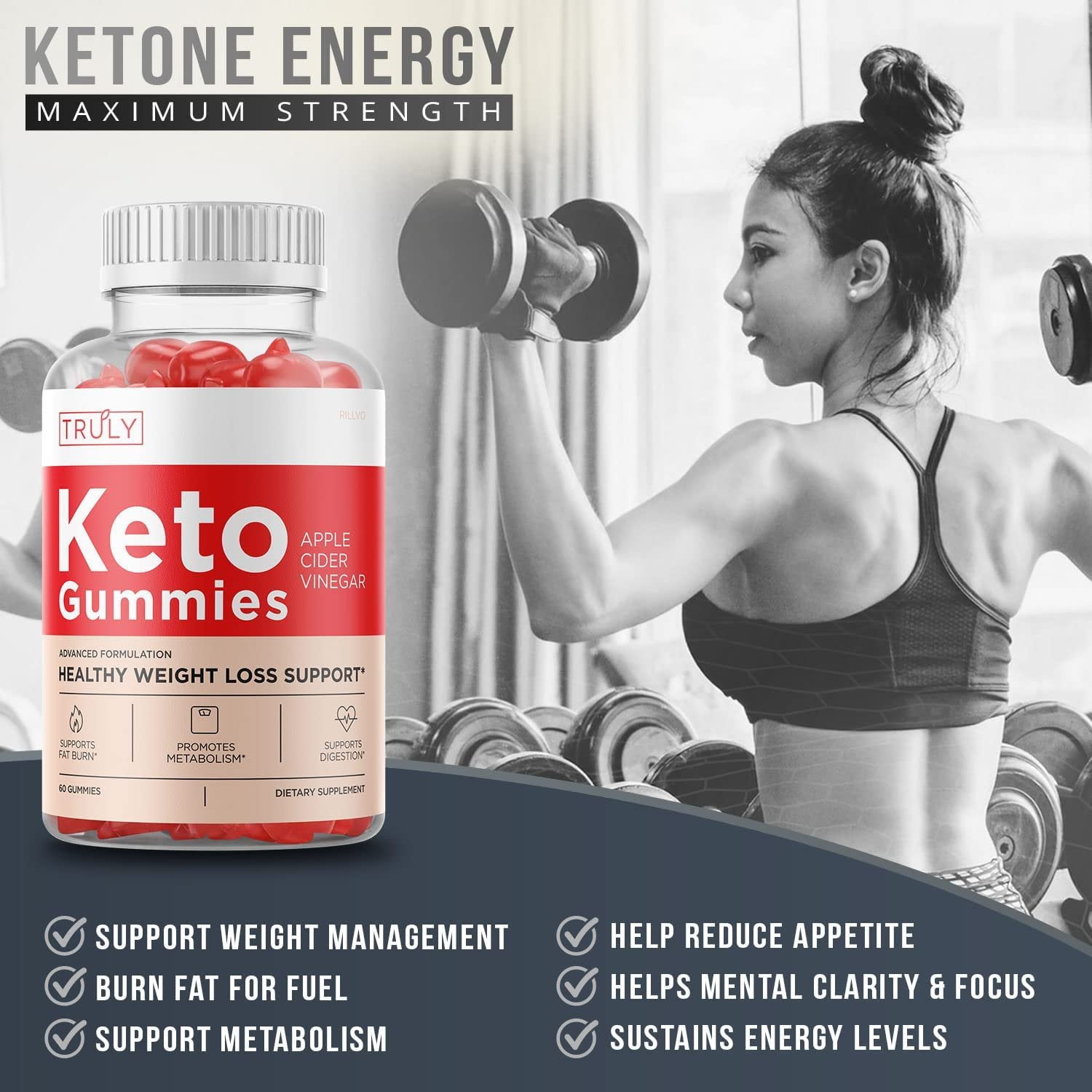 2 Pack Truly Ketos Gummies, Truly Ketos ACV Gummies 120 Gummies