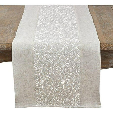 

Fennco Styles Pretty Willows Embroidered Table Runner 16 W x 72 L - Natural Table Cover for Home DÃ©cor Banquets Family Gathering and Special Events