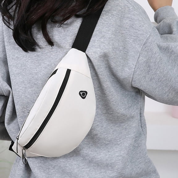 Sling Bag Men Crossbody Bag Women Pouch Travel Waist Pack Adjustable Strap Compact Everyday Carry Urban Side Bag Security Zipper Pouch - White