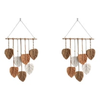 2X Leaf Macrame Wall Hanging Boho Room Home Decor Woven Aesthetic Wall Tapestry Home Room Wedding Decoration Khaki