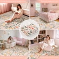 thumbnail image 4 of Bleum Cade 8'x10' Area Rugs for Living Room,Washable Pink Floral Rugs for Bedroom Girls, Boho Vintage Faux Wool Ultra-Thin Soft Non Slip Carpets for Dorm Reading Nursery Room Classroom, 4 of 12