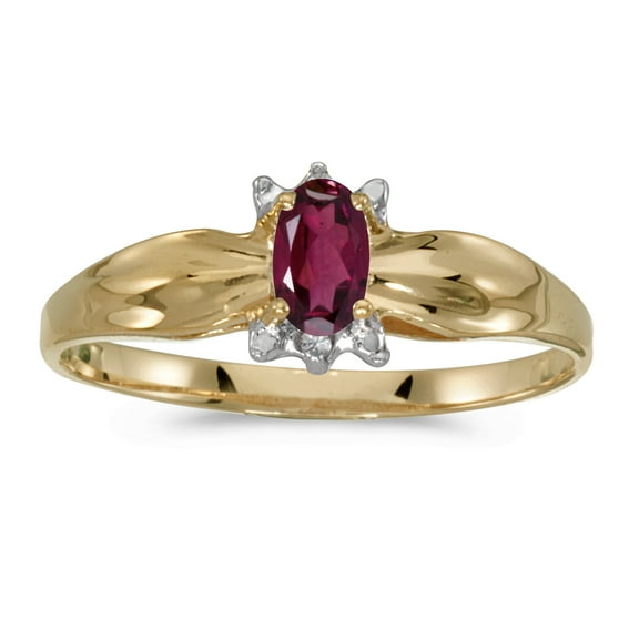 10k Yellow Gold Oval Rhodolite Garnet And Diamond Ring
