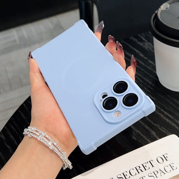 Magnetic for iPhone 14 Pro Case [Compatible with Mag-Safe] [Built-in Camera Lens Protector] Slim Silicone TPU Bumper Shockproof Corners Protection Phone Cover for iPhone 14 Pro, Blue
