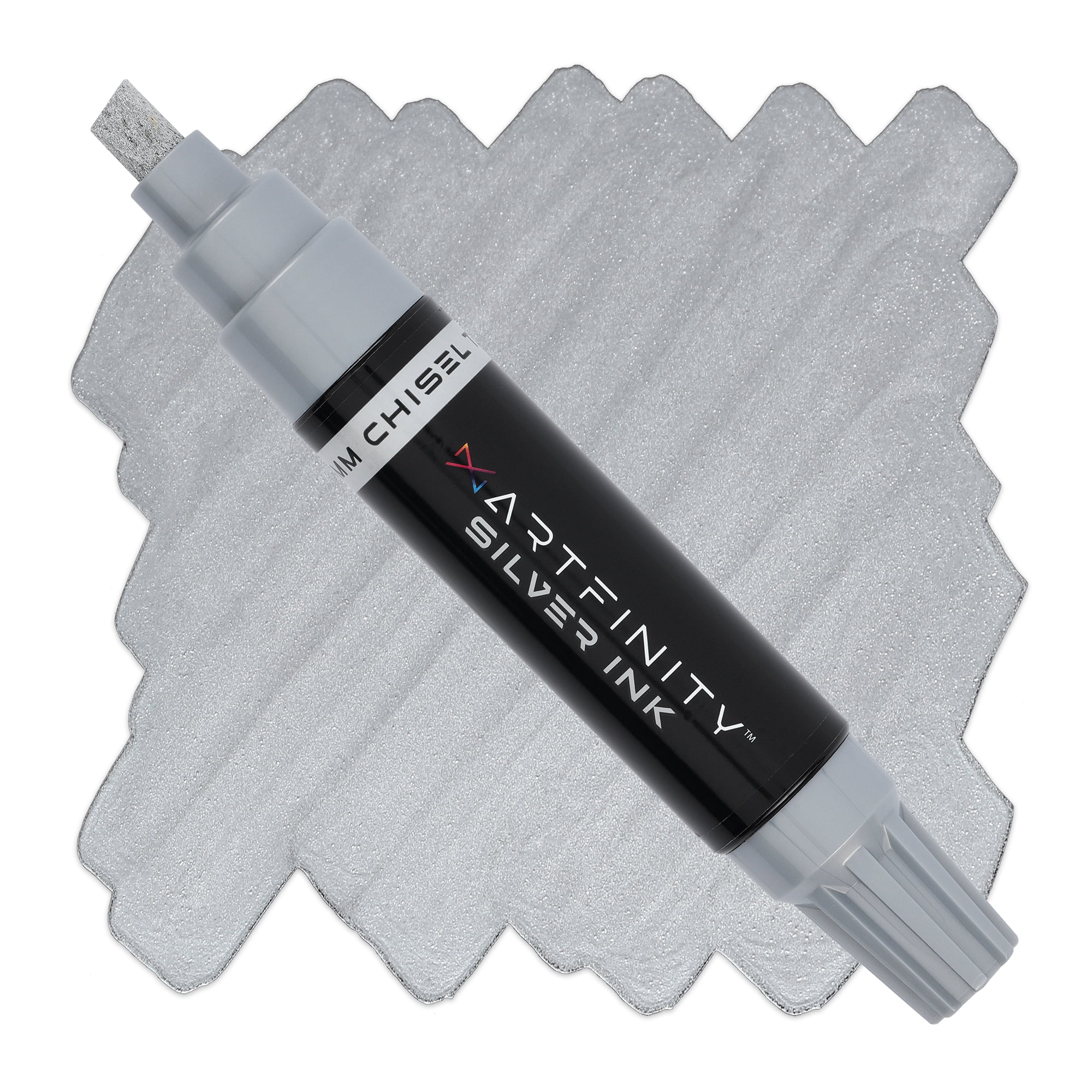 Artfinity Rich Metallic Markers - Professional Metallic Markers for Artists, Drawing, CAlligraphy, & More! - [Silver - 8.5mm Chisel Nib - 3 Pack]