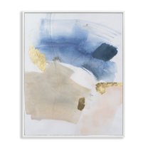 Stupell Industries Soft Ombre with Gold Accents Abstract Painting White Framed Art Print Wall Art, 24 x 30