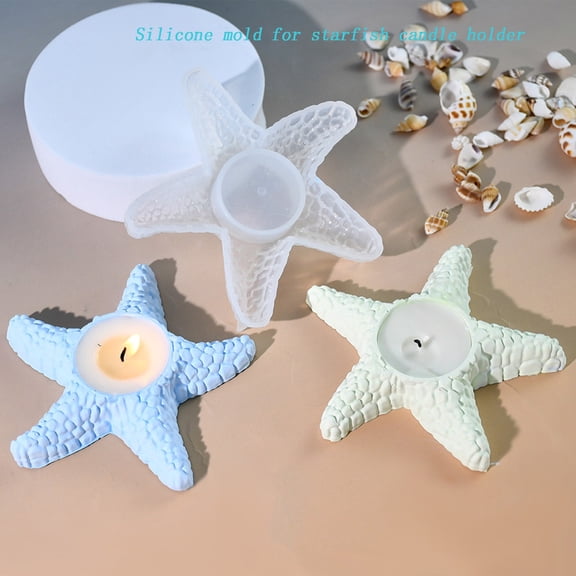 JGJJUGN Starfish Candle Holder Silicone Molds, Ocean-Themed Cake Molds, Versatile Resin and Soap Making Molds, Easy Release, 3.89x3.89x0.70 Inches