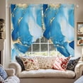 thumbnail image 2 of Abstract Art Swag Curtain Valance for Windows, Blue Ombre Marble Stone Gold Cracks Modern Window Treatments Short Swag Topper for Kitchen Windows Bathroom Bedroom, 36"x63", 2 of 8