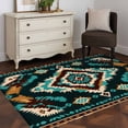 thumbnail image 5 of 2.7x5 Area Rugs, Southwestern Green Non-Skid Rubber Backing Large Rectangle Rugs - Living Room Bedroom Home Office, Boho Vintage Ethnic Geometric Indoor Floor Mat Carpets Washable Rug, 5 of 9