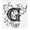 thumbnail image 3 of Ambesonne Letter G Shower Curtain, G Font, 69"Wx70"L, Black Grey White, 3 of 3