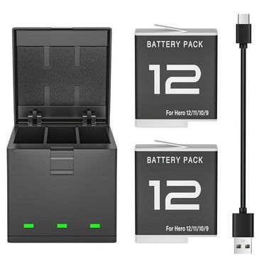 Hero 12 Batteries for GoPro Hero 12 Black Camera, 2-Pack Go Pro 12 Battery with 3-Channel USB Intelligent Battery Charger Station