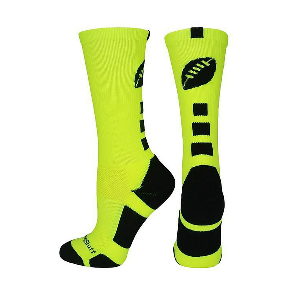 MadSportsStuff - Football Logo Crew Socks (Neon Yellow/Black, Small ...