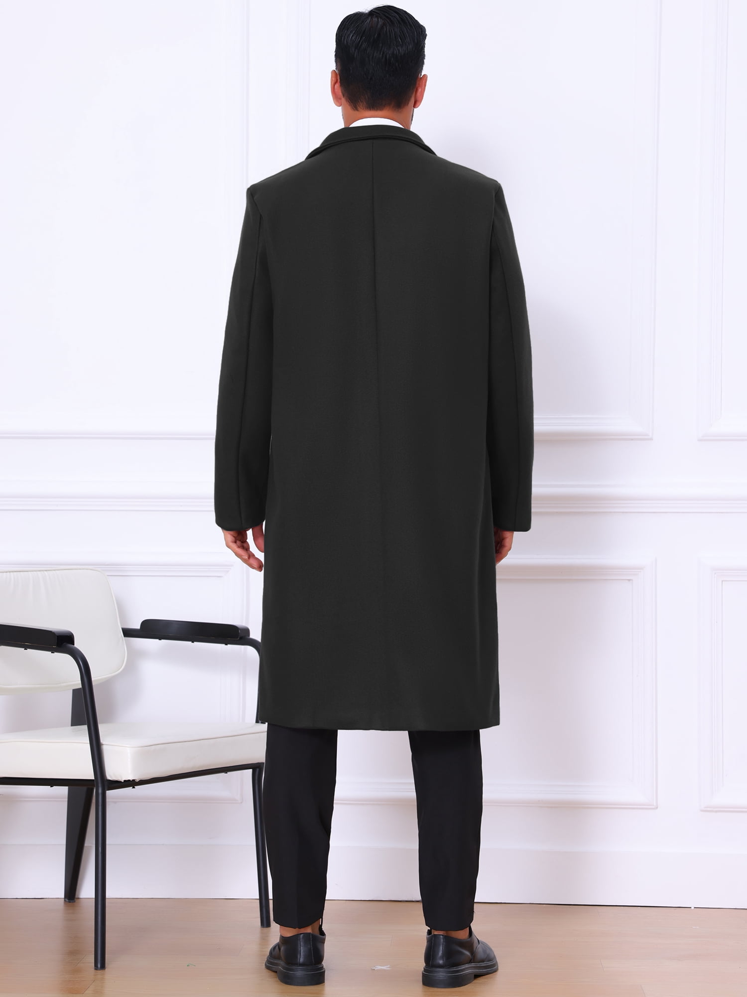 DARING DIVA Men's Single Breasted Notch Lapel with Pockets Trench Overcoat 2XL Black- New