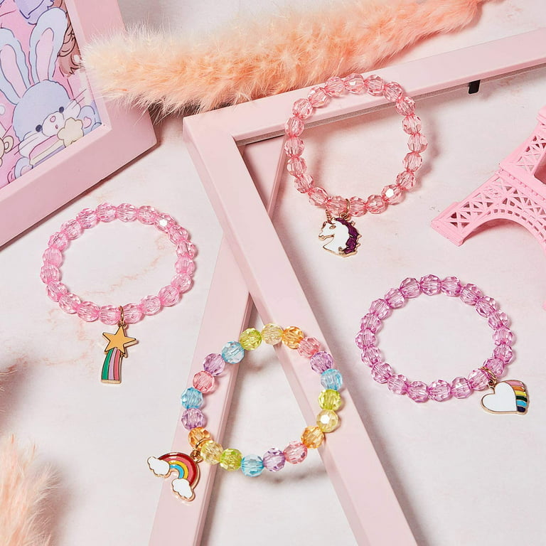 9 Pieces Colorful Unicorn Bracelet Girls Unicorn Bracelets Rainbow Unicorn  Beaded Bracelet for Birthday Party Favors