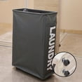 thumbnail image 3 of Patgoal Slim Canvas Rolling Laundry Hamper, Black, 3 of 7