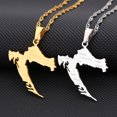 thumbnail image 1 of Becaristey Acier Inoxydable Collier Croatie Carte Pendentif Colliers Déclaration avec Style Or, 1 of 6