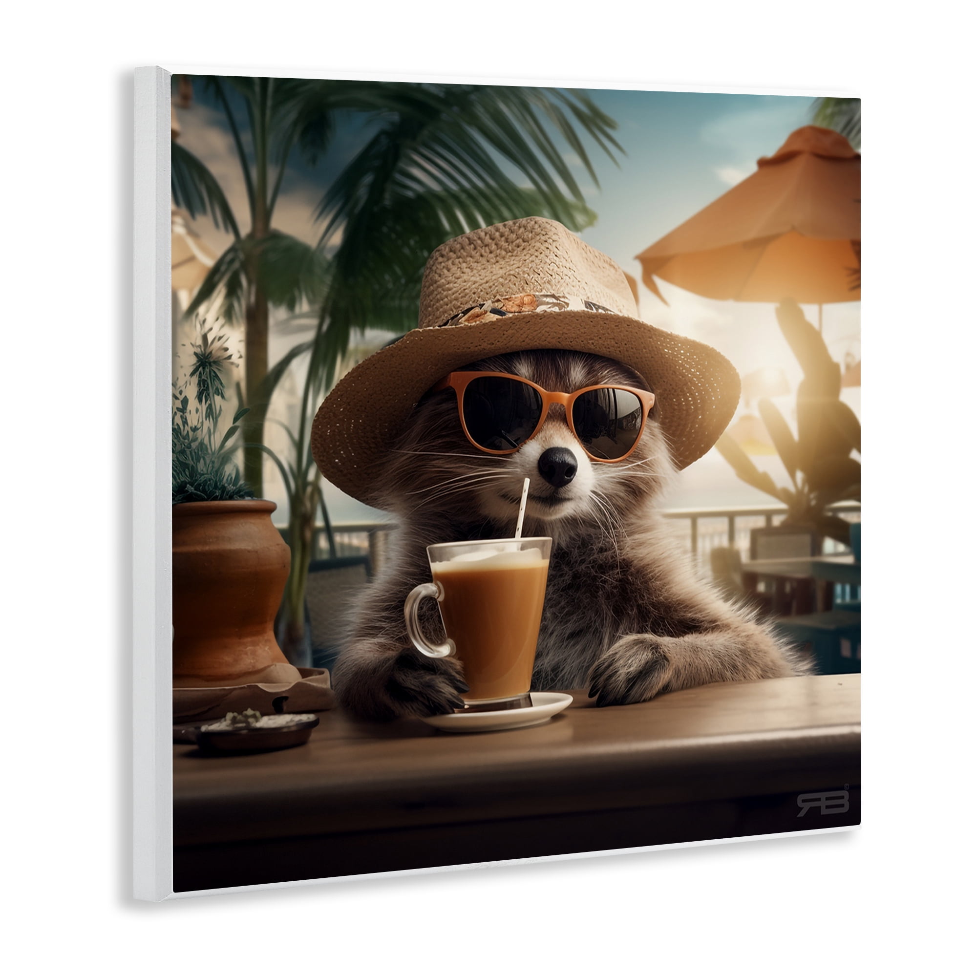 Stupell Industries Animal Sipping Tropical Drink Animals Painting Unframed Art Print Wall Art, 12 x 12