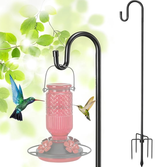 Perche d'Abreuvoir pour Oiseaux, Crochets de 94 Pouces pour Berger d'Extérieur Robustes, Support de Mangeoires pour Colibris avec Base Stable à 5 Broches, Ho Suspendu pour Berger