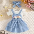 thumbnail image 4 of 9-12 Months Baby & Toddler Girl Floral Pajamas Soft Breathable Snug-Fit Long Sleeve Sleepwear Set Girls Comfortable And Breathable Set Short Sleeve Top Cute Flower Blue, 4 of 5