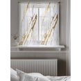 thumbnail image 5 of White Gold Modern Curtains 45 Inch Length, Sheer Curtains for Bedroom Living Room Window Abstract Vintage Marble Geometric Rod Pocket Voile Drapes Kitchen Curtains Small Half Window 42"x45" 2 Panels, 5 of 6