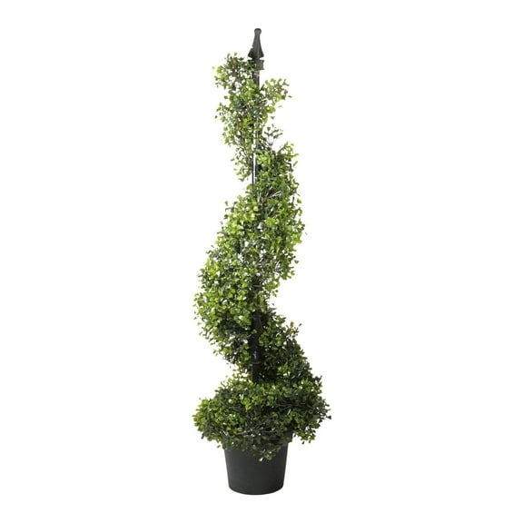 46.5" Potted Artificial Two-Tone Boxwood Spiral Topiary Tree