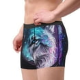 thumbnail image 2 of Sikiie Purple Sky Wolf Print Men's Boxer Briefs, Elastic Waistband Boxer Briefs Leggings-Small, 2 of 5
