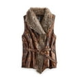thumbnail image 6 of Women's Faux Fur Trimmed Belted Vegan Leather Vest, 6 of 7