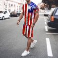 thumbnail image 2 of Ramiter Outfits for Men Set Independence Day Fag Spring And Summer Fashion Leisure Seaside Beach Holiday rShort Sleeve Shirt And Shorts Suit Two Piece Red,S, 2 of 4