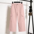 thumbnail image 5 of Tdoqot Womens Capris with Pockets- Elastic Waist Stretch Baggy Casual Summer Cargo Pants Pink Size XL, 5 of 7