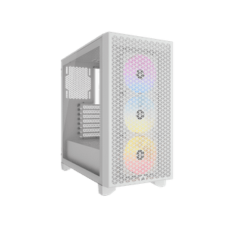CORSAIR iCUE 4000X RGB Tempered Glass Mid-Tower ATX PC Case - 3X SP120 RGB  Elite Fans - iCUE Lighting Node CORE Controller - High Airflow - White