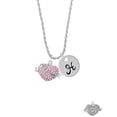 thumbnail image 2 of Delight Jewelry Silvertone Big Sister Banner on Pink Crystal Heart Silvertone Script Initial Disc - H - Charm Necklace, 20"+3", 2 of 4