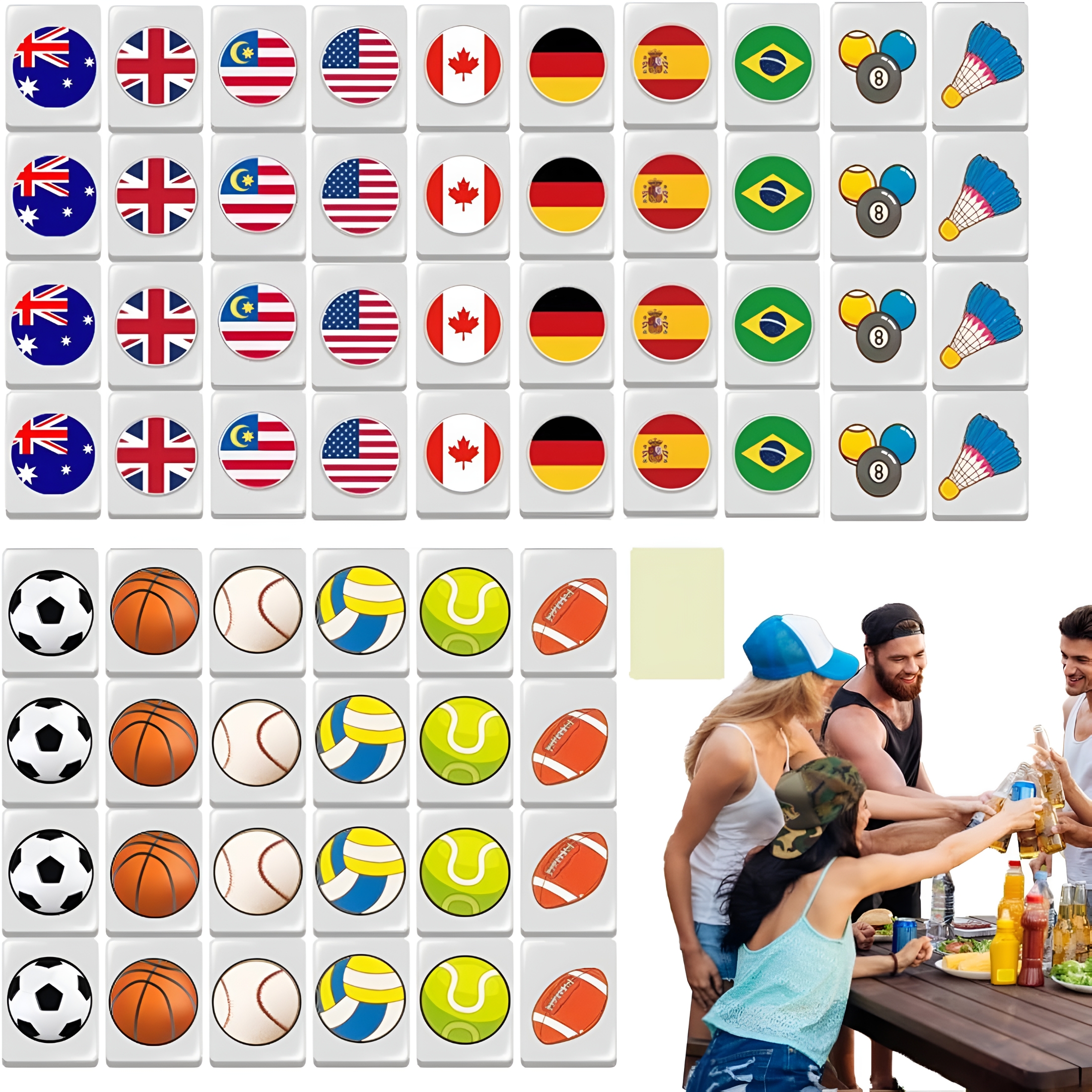 BESTSKY Seaside Escape Game Blocks,Family Party Games Mahjong Tiles Set,Seaside Game Mahjong Sets Design Colored Flags for Easy Recognition and Operation,Mahjong Tile Set for Spring Picnic