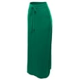 thumbnail image 2 of A2Y Women's Drawstring Waist Side Pockets Rayon Maxi Skirt Forest Green 3XL, 2 of 4