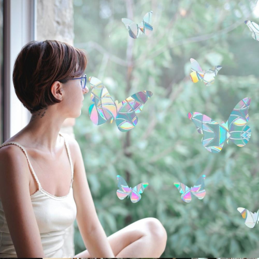 AntiCollision Window Stickers Leaf Shape Window Cling Translucent