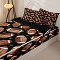 thumbnail image 3 of Homewish Brown Rugby Stars Print Zipper Twin Comforter Sets with Fitted Sheet and 2 Pillowcases,American Ball Football Theme Zipper Bedding Set For Kids,Black Reversible,4 Pieces, 3 of 7