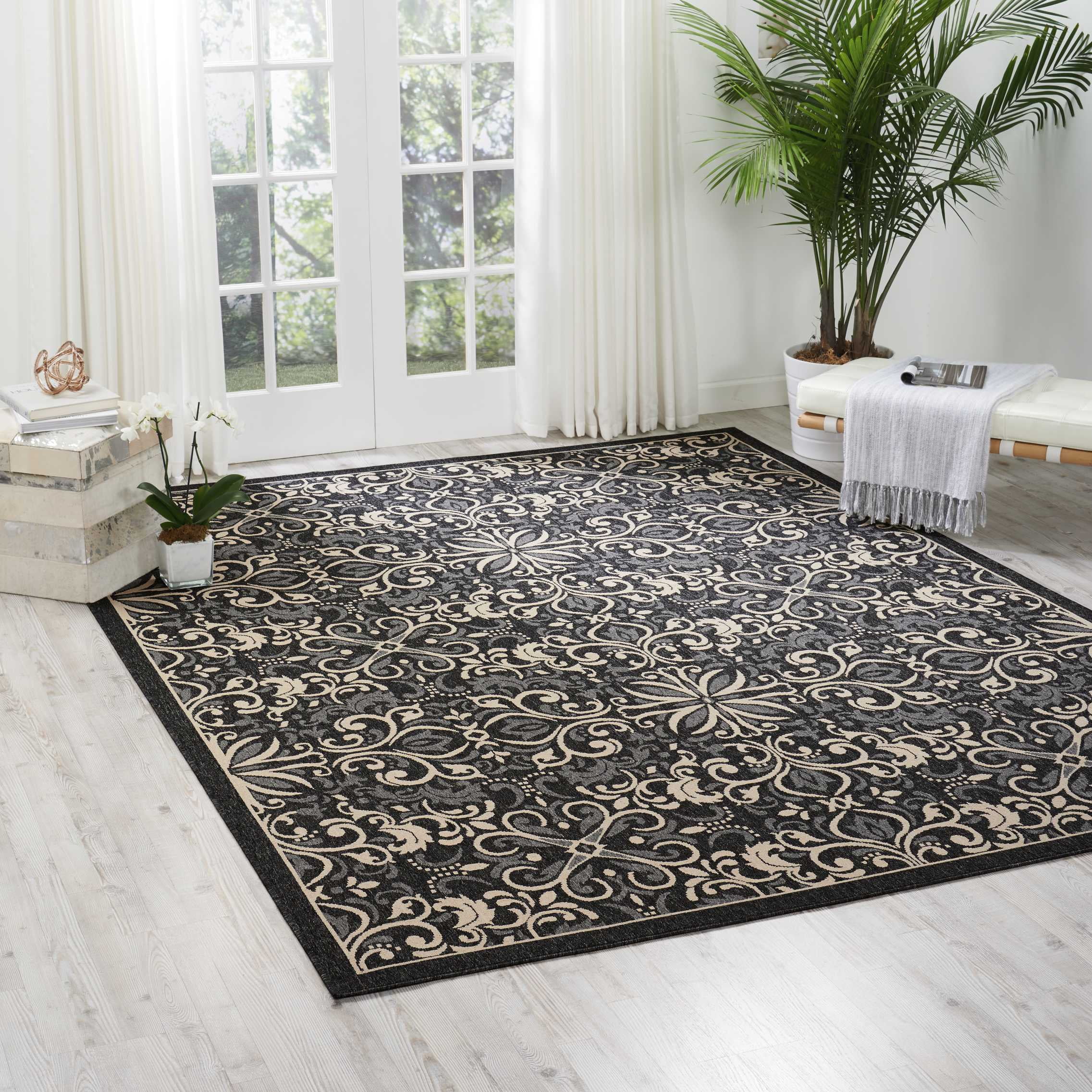 Nourison Caribbean Repeat Medallions Charcoal Area Rug