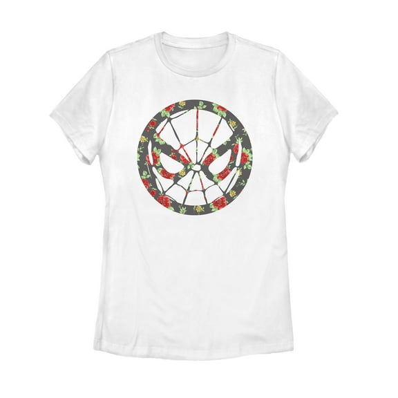 Women's Marvel Spider-Man Rose Print Graphic Tee White X Large