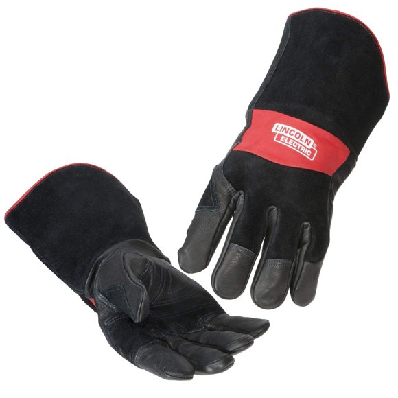 Lincoln Electric Premium Leather MIG Stick Welding Gloves | Heat Resistance & Dexterity| Medium | K2980-M,black, Red