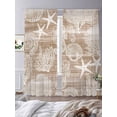 thumbnail image 2 of Brown Coastal Sheer Curtains 108 Inch Length 2 Panels Set, Nautical Coral Starfish Shell Seahorse Ocean Voile Window Treatment Semi Sheer Long Curtains for Bedroom/Living Room/Kitchen 52"x108"x2, 2 of 7