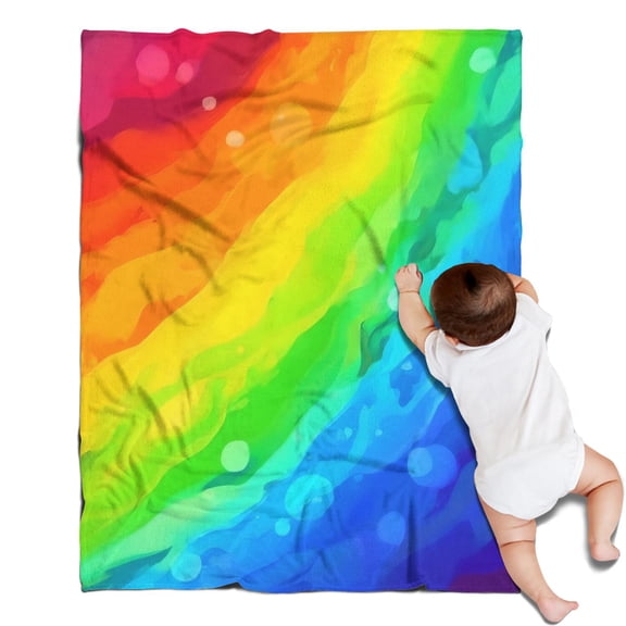 Rainbow Tie Dye Wave Pattern Blanket,Comfortable Soft Flannel Throw Blanket,All Season,Warm Lightweight Blankets for Sofa Bed Couch Living Room Chair,30"x40"