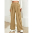 thumbnail image 6 of Eytino Women's Wide Leg Pants Elastic High Waisted Waffle Knit Casual Palazzo Pants Trousers with Pockets Tan L, 6 of 8