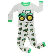 Elowel Boys Tractor 2 pc pajamas Set Size 7,Gray