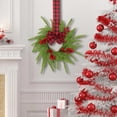 thumbnail image 5 of Small Christmas Wreath Berry Accented Mini Artificial Christmas Wreath Pine Greenery Hanging Wreath for Shelf Farmhouse Home Window Door DIY Xmas Holiday Party Decor 1Pcs, 5 of 7